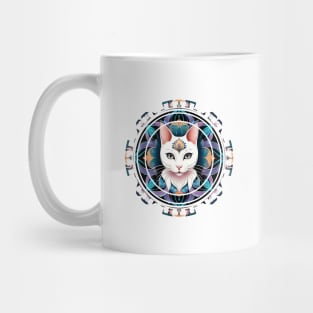 White cat mandala Mug